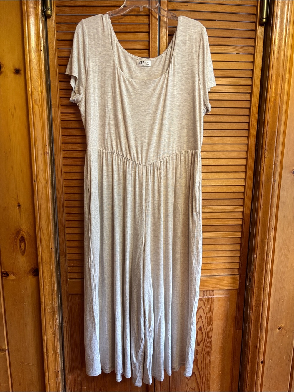 Maurices Neutral Beige Short-Sleeve Jumpsuit Romper